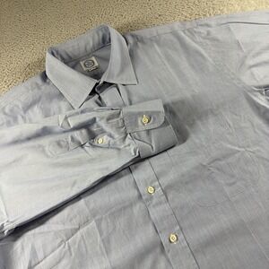 Andover Shop Dress Shirt Mens 16-34 Solid Light Blue 100%‎ Cotton Made in USA